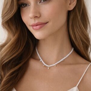 Anthropologie Faux Gold and Pearl Beaded Choker Necklace